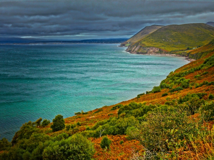 Ring of Kerry cliffs ocean rain